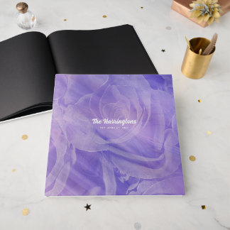 Libro de invitados de boda de rosa púrpura lavanda