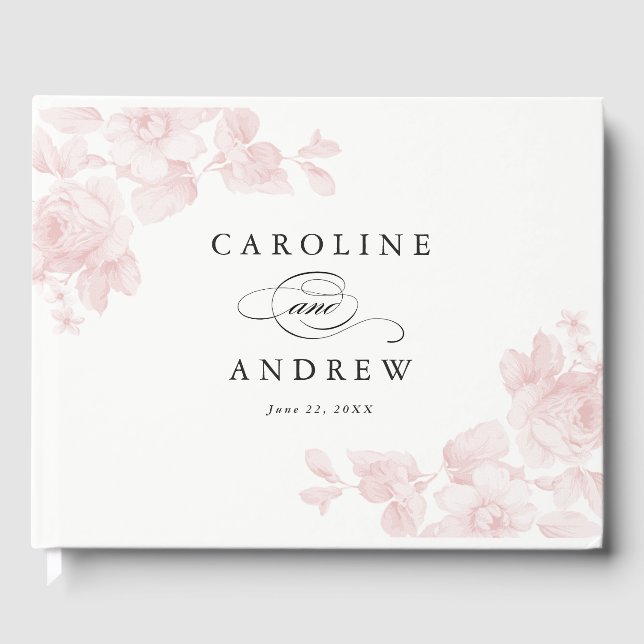 Libro de invitados de boda de rosas de jardín vint (Anverso)