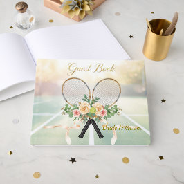 Libro de invitados de boda de tenis – Raqueta flor