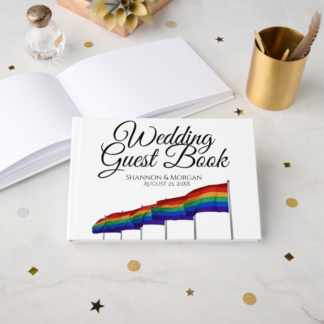 Libro de invitados de Boda del Orgullo Gay - Texto (Anverso Abierto)
