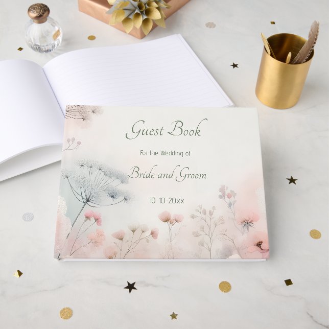 Libro de invitados de boda delicado de encaje de l (Anverso Abierto)
