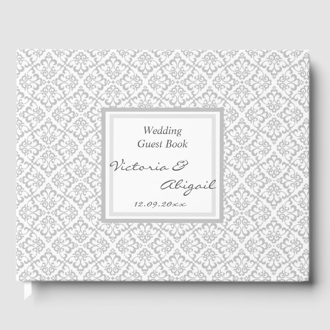 Libro de Invitados de Boda - Diseño Blanco y Gris  (Anverso)
