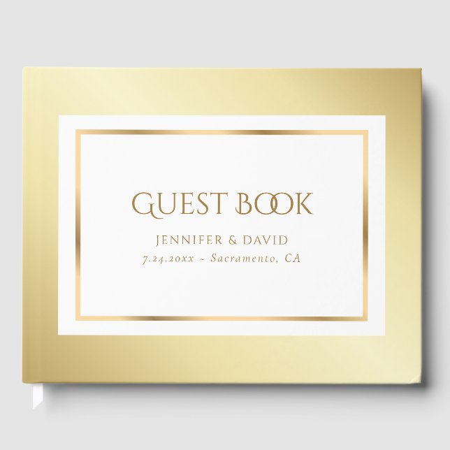 Libro de invitados de boda dorado elegante (Anverso)