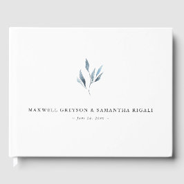 Libro de invitados de boda Dusty Blue Botanicals