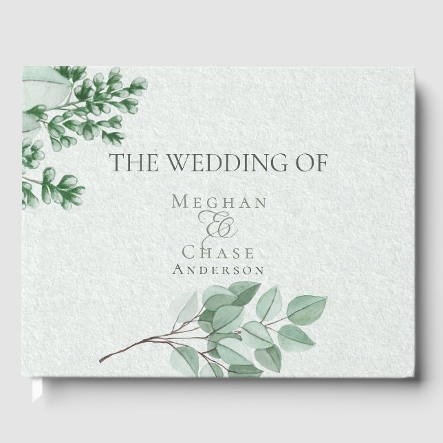 Libro de invitados de boda | Elegante acuarela Euc (Anverso)