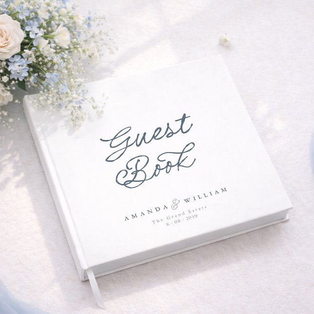 Libro de invitados de boda elegante azul polvorien (Subido por el creador)