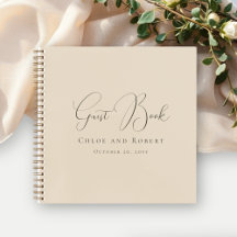 Libro de invitados de boda elegante beige arenoso