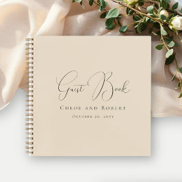 Libro de invitados de boda elegante beige arenoso
