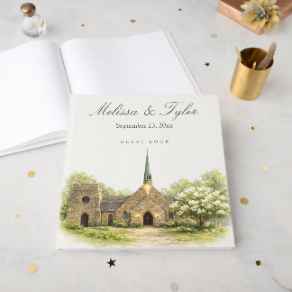 Libro de invitados de boda elegante de capilla de 