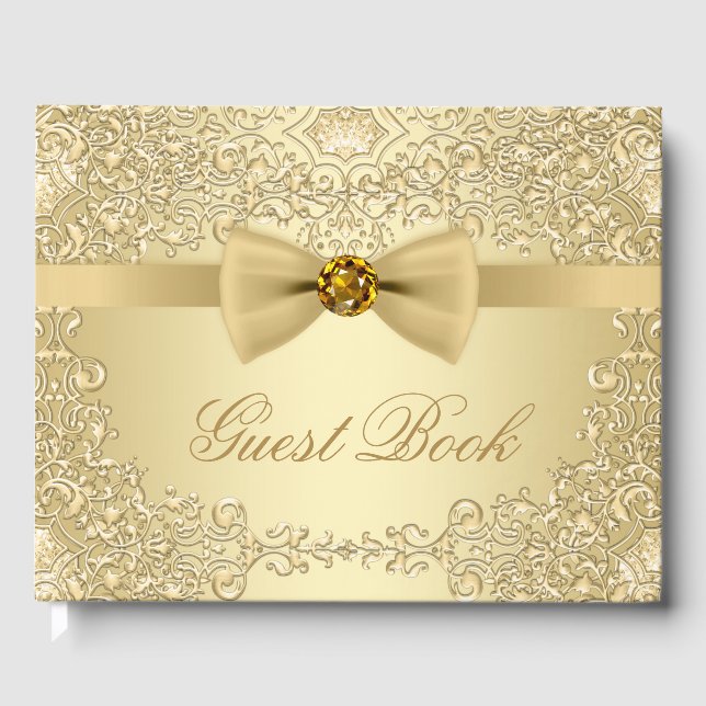 Libro de invitados de boda elegante de oro para ev (Anverso)