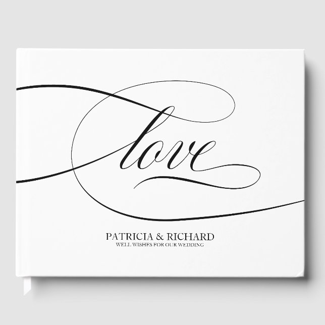 Libro de invitados de boda elegante letra negra (Anverso)