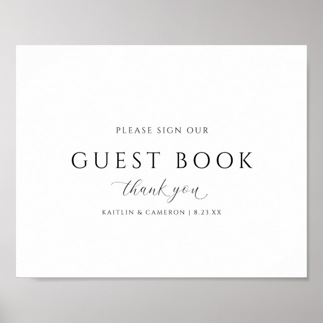 Libro de invitados de boda elegante Señal de calig (Frente)