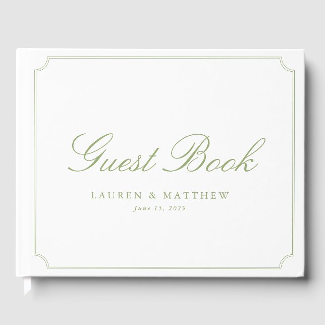Libro de invitados de boda elegante verde cítrico  (Anverso)