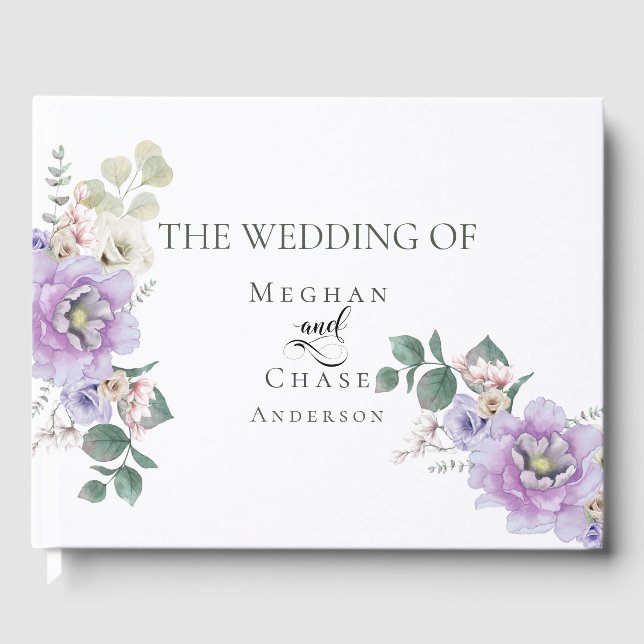 Libro de invitados de boda | Elegantes Peonies de  (Anverso)