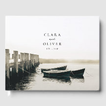 Libro de invitados de boda en Cape Cod con muelle