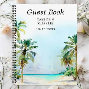 Libro de invitados de boda en destino de playa tro