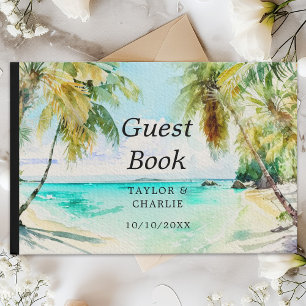 Libro de invitados de boda en destino de playa tro