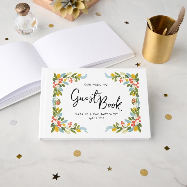 Libro de invitados de boda en la costa italiana (Anverso Abierto)