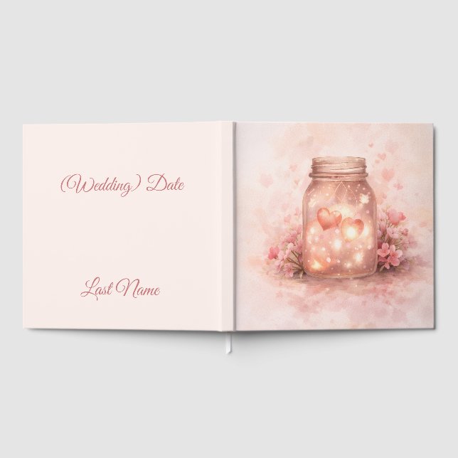 Libro de invitados de boda en tarro de Mason román (Lleno)