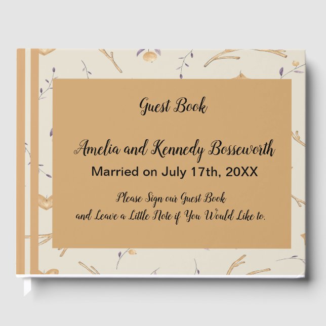 Libro de invitados de boda en tonos tierra (Anverso)