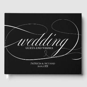 Libro de invitados de boda Fancy negro y blanco