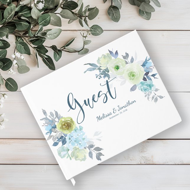 Libro de invitados de boda floral amarillo azul cl (Subido por el creador)