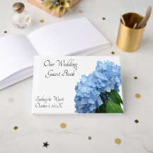 Libro de invitados de boda floral azul personaliza