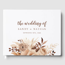Libro de invitados de boda floral beige boho