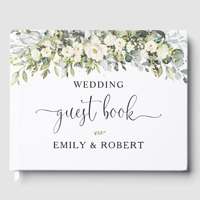 Libro de invitados de boda floral blanco (Anverso)