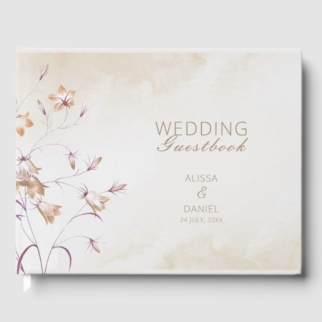 Libro de invitados de boda floral boho (Anverso)
