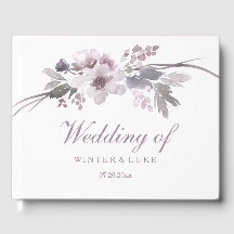 Libro de invitados de boda floral de invierno mora