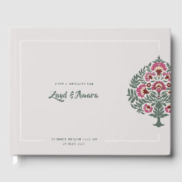 Libro de invitados de boda floral de lujo Mughal –