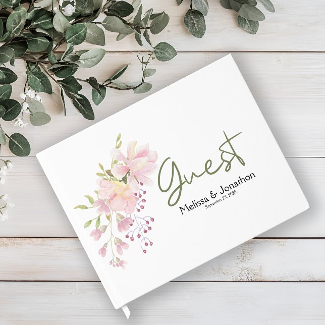 Libro de invitados de boda floral de magnolia con  (Subido por el creador)