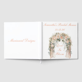 Libro de invitados de boda floral de melocotón ele