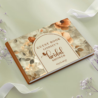 Libro de invitados de boda floral de terracota sag