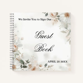 Libro de invitados de boda floral elegante