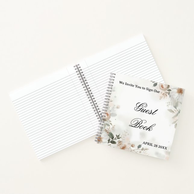 Libro de invitados de boda floral elegante (Interior)