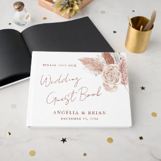 Libro de invitados de boda floral elegante acuarel
