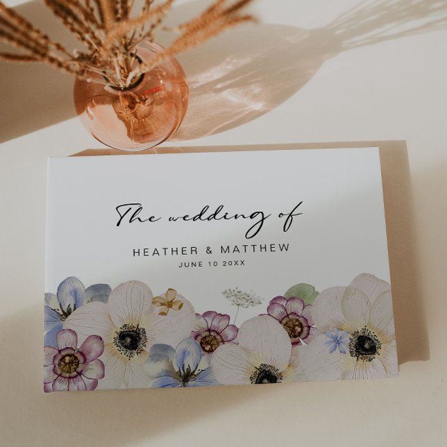 Libro de invitados de boda floral moderno (Modern Floral Watercolor  Wedding Guest Book by Painted Paperie
)