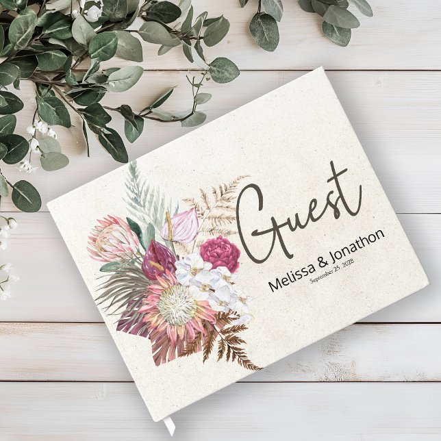 Libro de invitados de boda floral neutral boho pas (Subido por el creador)