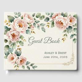 Libro de invitados de boda floral personalizable