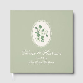 Libro de invitados de boda floral verde salvia