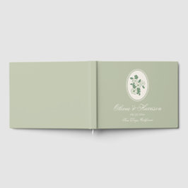 Libro de invitados de boda floral verde salvia