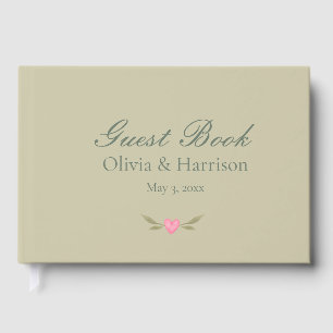 Libro de invitados de boda floral verde salvia ele
