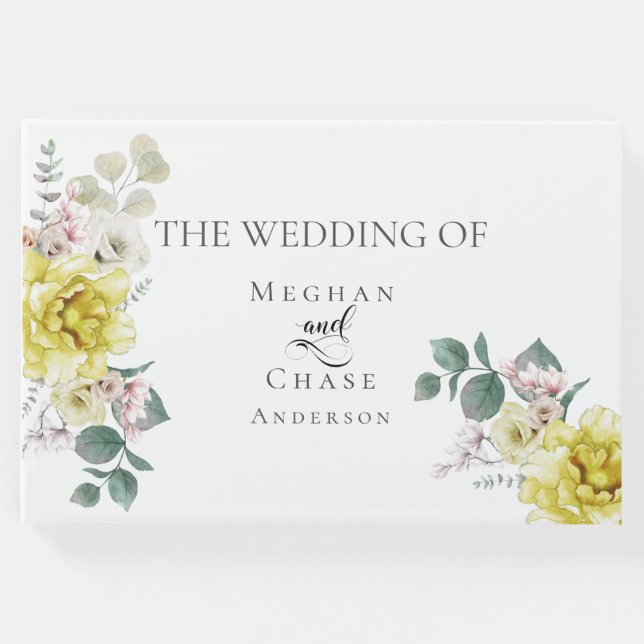 Libro de invitados de boda | Flores amarillas sole (Anverso)