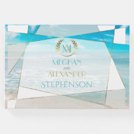 Libro de invitados de boda | Geométrico monograma 