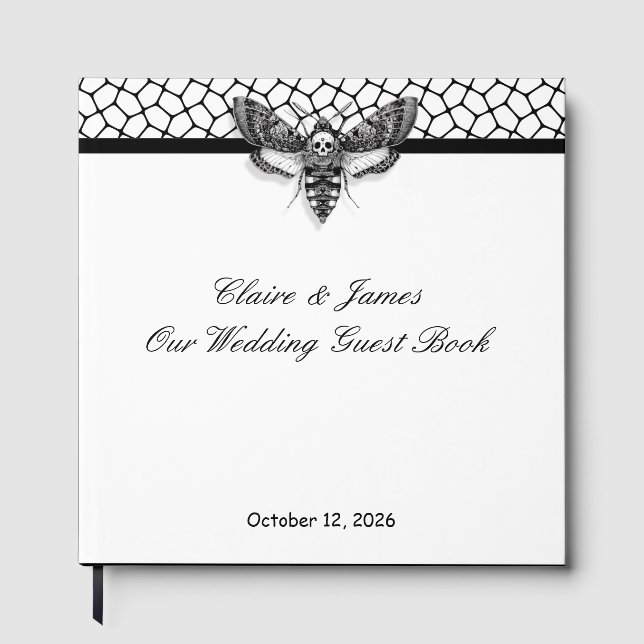Libro de invitados de boda gótica – Polilla negra  (Anverso)