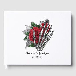 Libro de invitados de Boda gótico floral rojo