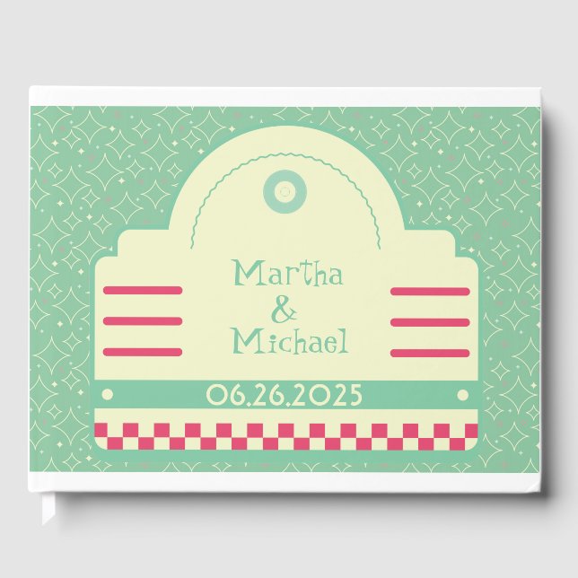 Libro de invitados de Boda gráfico de Diner 50 (Anverso)