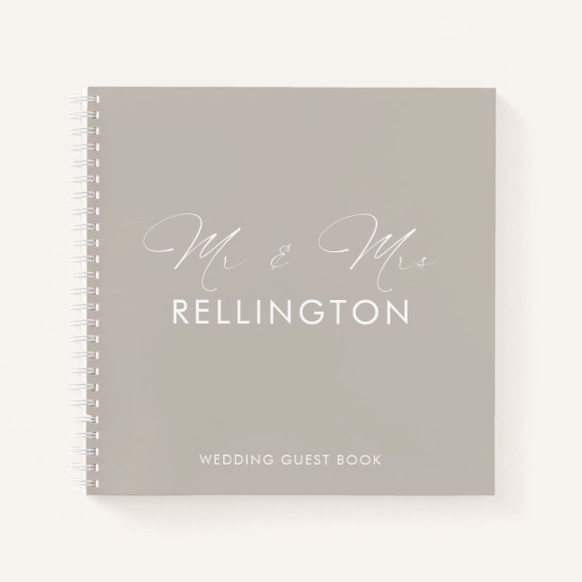Libro de invitados de boda gris cemento minimalist (Anverso)
